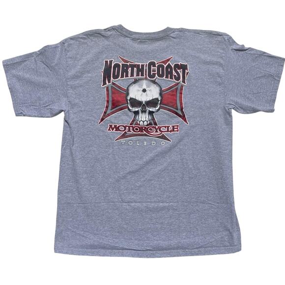 Vintage North Coast Motorcycle Biker Skull Bullet Hole Toledo Ohio Shirt Size XL - Picture 1 of 7